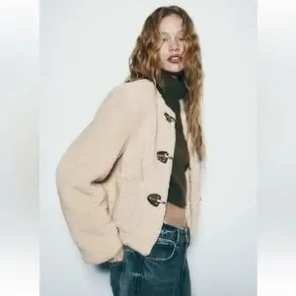 Zara Faux Shearling Jacket - Picture 3 of 8